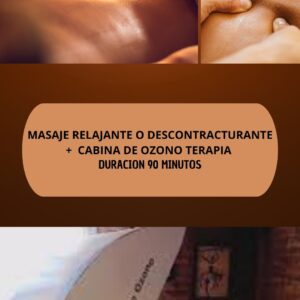 CABINA DE OZNO TERAPIA + MASAJE DESCONTRACTURANTE O RELAJANTE, CUERPO ENTERO